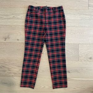 Zara Tartan Plaid Check Ankle Straight Leg Pants